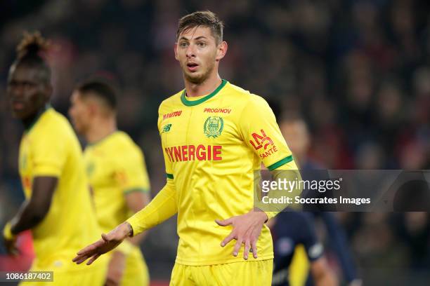 Emiliano Sala of FC Nantes during the French League 1 match between Paris Saint Germain v Nantes at the Parc des Princes on December 22, 2018 in...