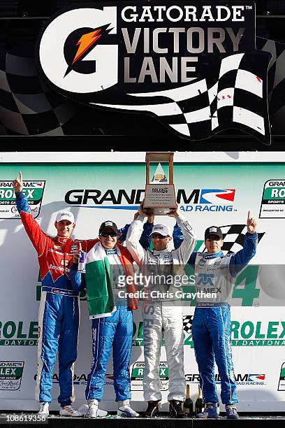 From left, Graham Rahal, Memo Rojas, Joey Hand and Scott Pruett, drivers of the TELMEX/Target Chip Ganassi Racing with Felix Sabates BMW Riley...