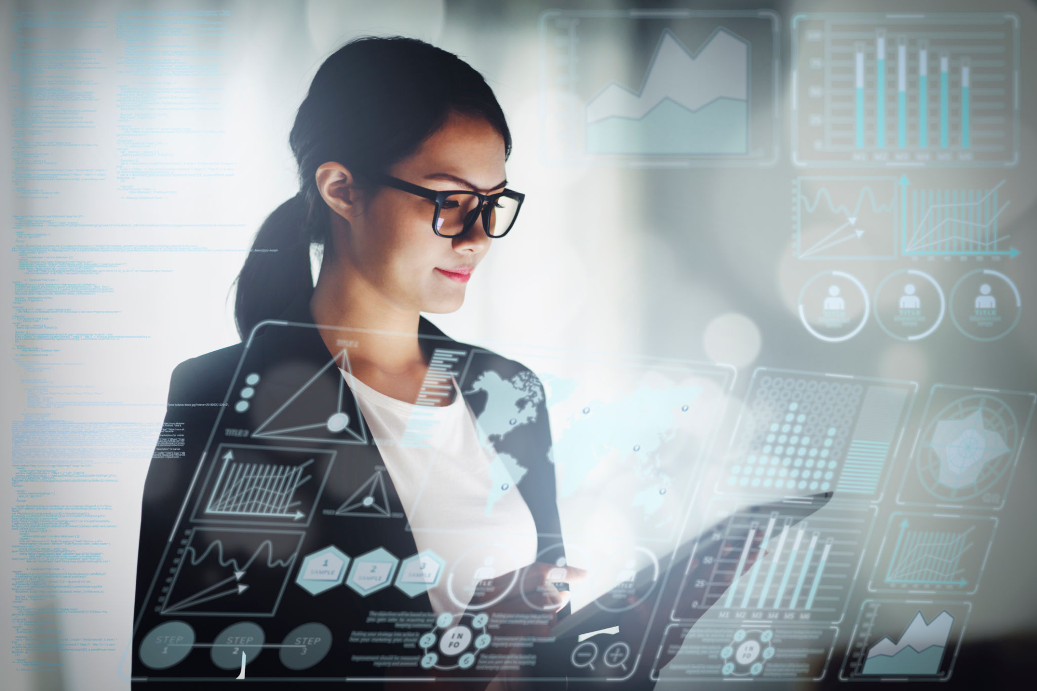 young business woman working in office with tablet young business woman working in office with tablet