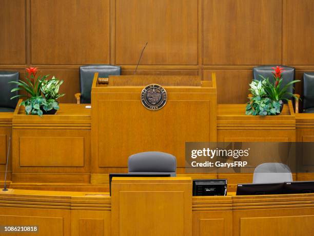oregon cámara de cámara de representantes con el estado del sello en capitol - oregón estado de los ee uu fotografías e imágenes de stock