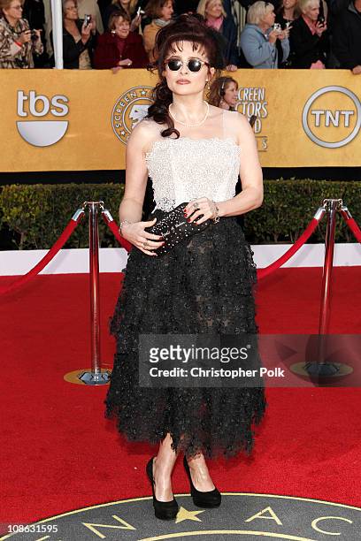 Actress Helena Bonham Carter arrives at the TNT/TBS broadcast of the 17th Annual Screen Actors Guild Awards held at The Shrine Auditorium on January...
