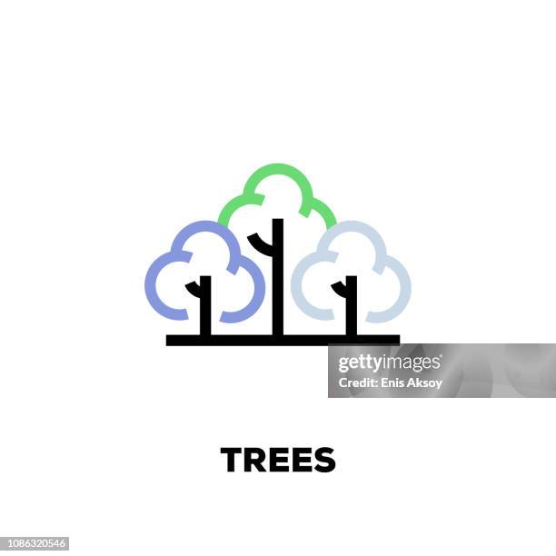 trees line icon - tree trunk stock illustrations