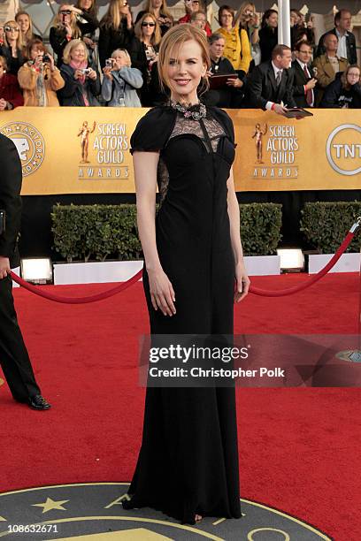 Actress Nicole Kidman arrives at the TNT/TBS broadcast of the 17th Annual Screen Actors Guild Awards held at The Shrine Auditorium on January 30,...