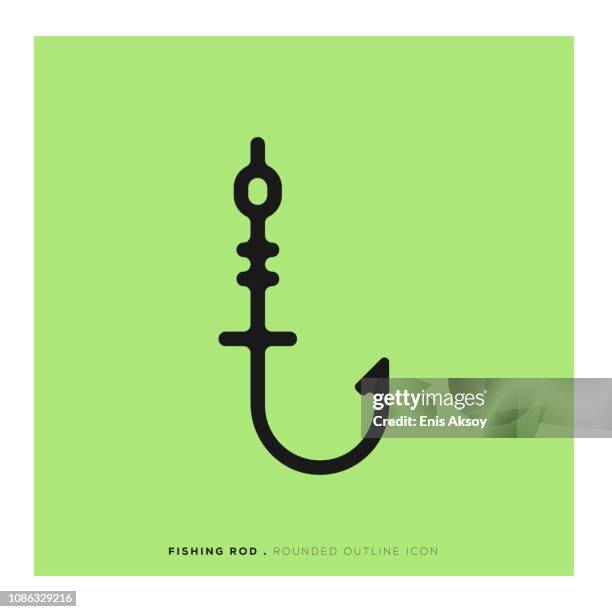 fishing rod rounded line icon - length icon stock illustrations