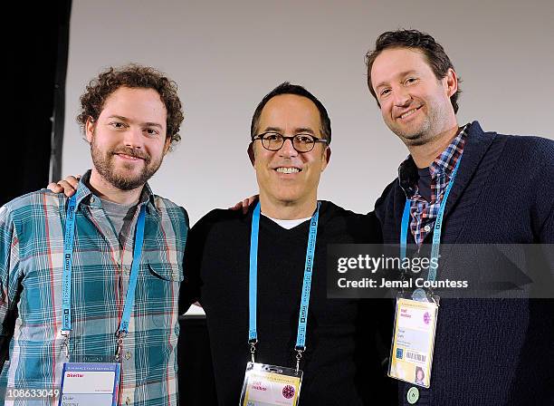 Director Drake Doremus, Sundance Film Festival Director John Cooper and Sundance Programmer Trevor Groth attend the Film Church Panal on January 30,...