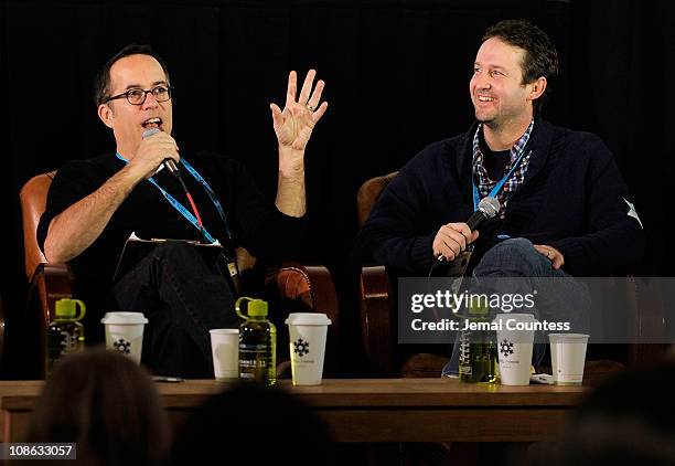 Sundance Film Festival Director John Cooper and Sundance Programmer Trevor Groth speak during the Film Church Panal on January 30, 2011 in Park City,...