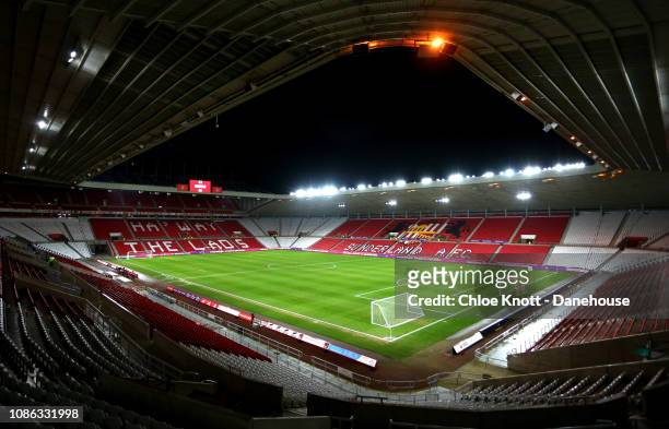 General view of the stadium ahead of the Checkatrade Trophy match between Sunderland and Manchester City U21 at The Stadium of Light on January 22,...