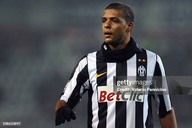 Felipe Melo of Juventus FC looks on during the Tim Cup match between Juventus FC and AS Roma at Olimpico Stadium on January 27, 2011 in Turin, Italy.