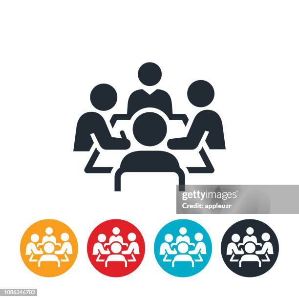 boardroom meeting icon - meeting room people stock illustrations