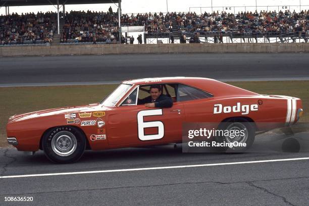 Al Unser with Cotton OwensÕ Dodge Charger at Daytona International Speedway. Unser drove the car to a fourth-place finish in the Daytona 500 NASCAR...