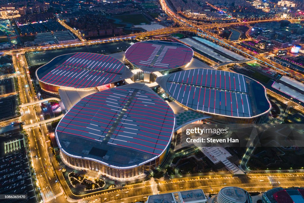 Aerial view of "four-leaf clover" - National Exhibition and Convention Center (Shanghai)