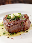 Medium Rare Fillet Mignon Steak with Herb Garlic Butter