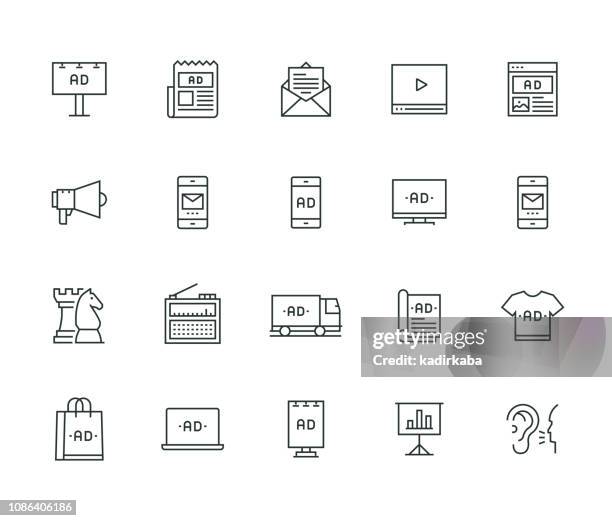 advertising thin line series - agricultural activity stock illustrations