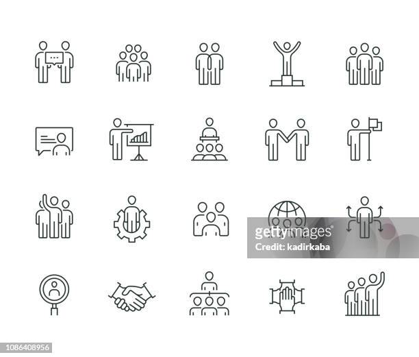 business people thin line serie - bürojob stock-grafiken, -clipart, -cartoons und -symbole