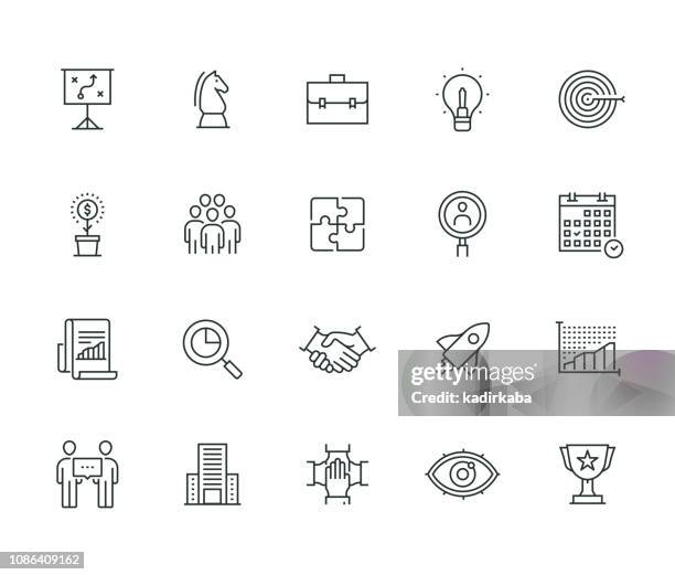 ilustrações de stock, clip art, desenhos animados e ícones de business planning thin line series - nova empresa