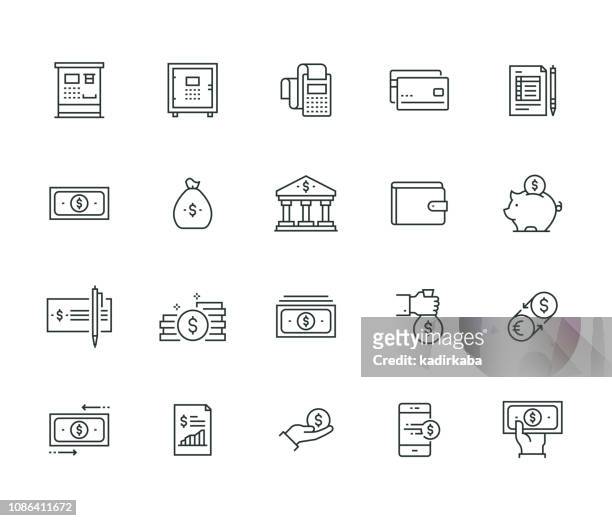 illustrations, cliparts, dessins animés et icônes de finances et argent série mince ligne - pictogramme argent