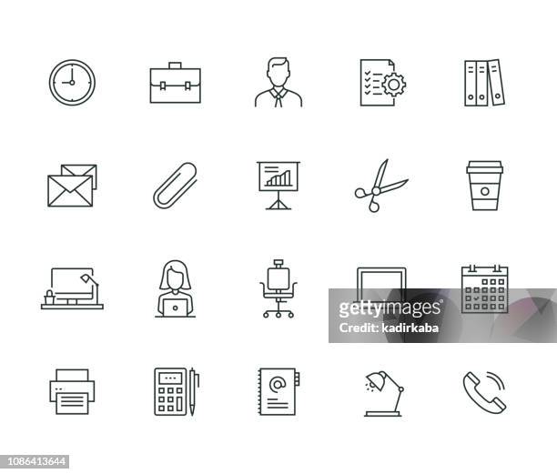 office thin line series - laptop icon flat stock illustrations