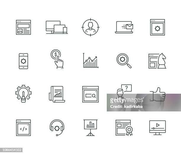 seo and development thin line series - link chain part stock illustrations