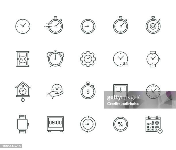 time management thin line series - clock stock illustrations