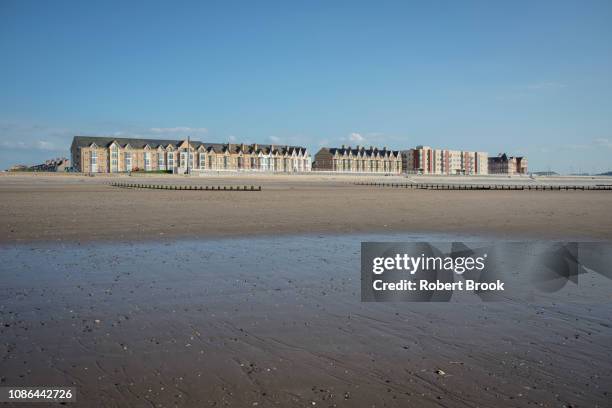 beach at low tide - rhyl stock pictures, royalty-free photos & images