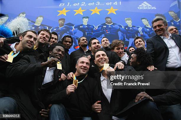 France's national handball team, Thierry Omeyer, Jerome Fernandez, Team Capitain; Daouda Karaboué, Nicolas Karabatic, Xavier Barachet, Arnaud Bingo...