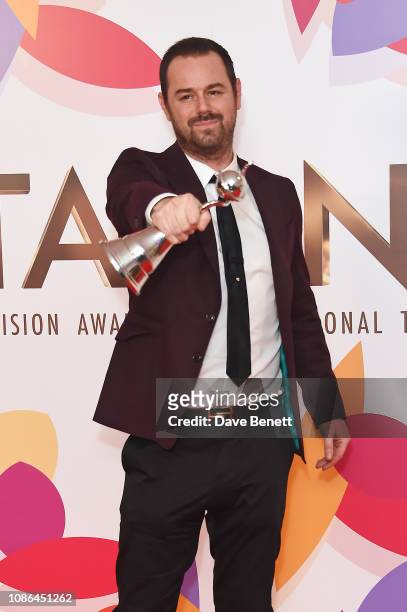 Danny Dyer, winner of the Serial Drama award for EastEnders, poses in the Winners Room during the National Television Awards held at The O2 Arena on...