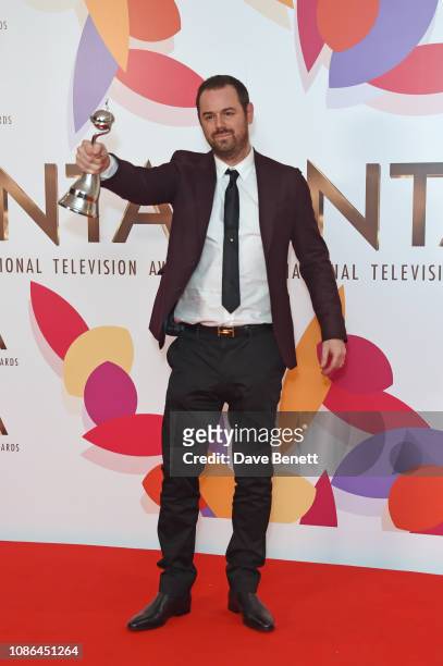 Danny Dyer, winner of the Serial Drama award for EastEnders, poses in the Winners Room during the National Television Awards held at The O2 Arena on...