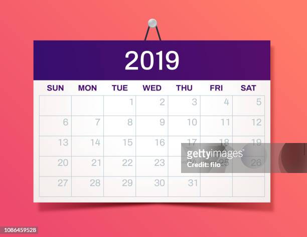kalender-2019 - woche stock-grafiken, -clipart, -cartoons und -symbole