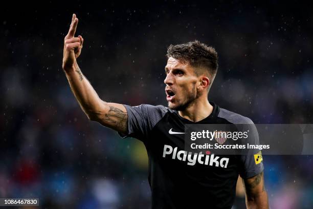 Daniel Carrico of Sevilla FC during the La Liga Santander match between Real Madrid v Sevilla at the Santiago Bernabeu on January 19, 2019 in Madrid...