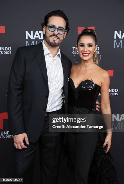 Miguel Varoni and Catherine Siachoque arrive at Telemundo Global Studios Celebration during NATPE Miami 2019 at the Eden Roc Hotel on January 22,...