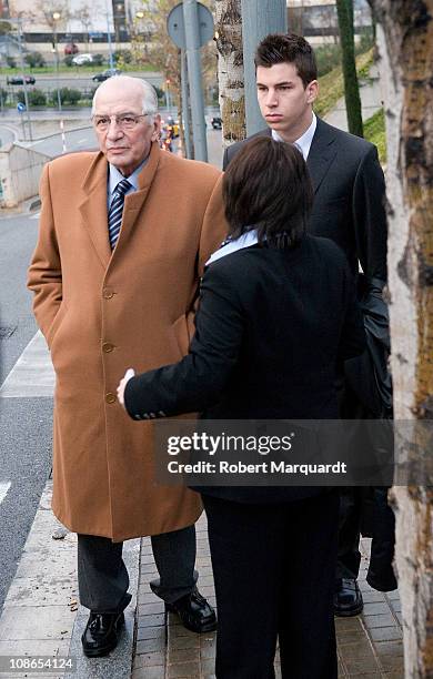 Family and friends of Carlota Canto Cobo attend her funeral on January 31, 2011 in Barcelona, Spain.