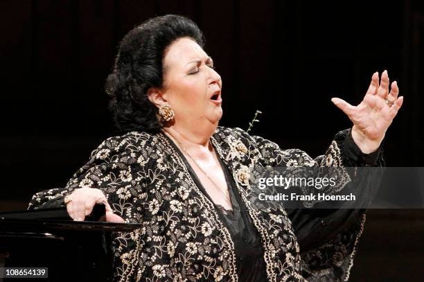 Spanish operatic soprano Montserrat Caballe performs live during a concert at the Philharmonie on January 31, 2011 in Berlin, Germany.