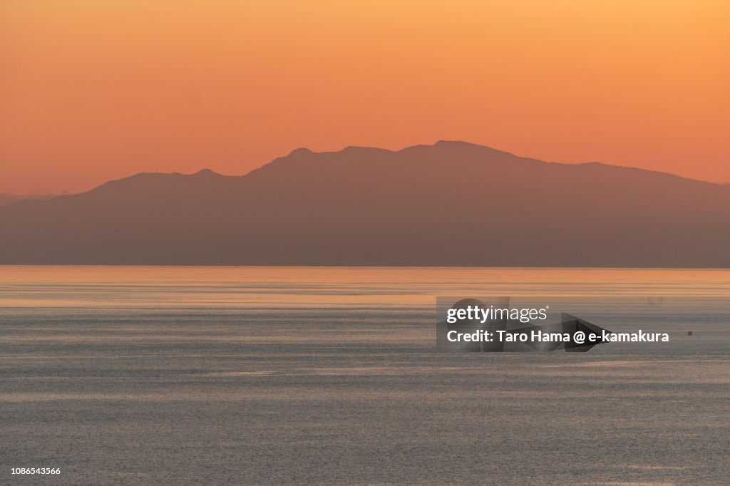 Mt. Amagi, Izu Peninsula and Sagami Bay, Pacific Ocean in Japan in the sunset