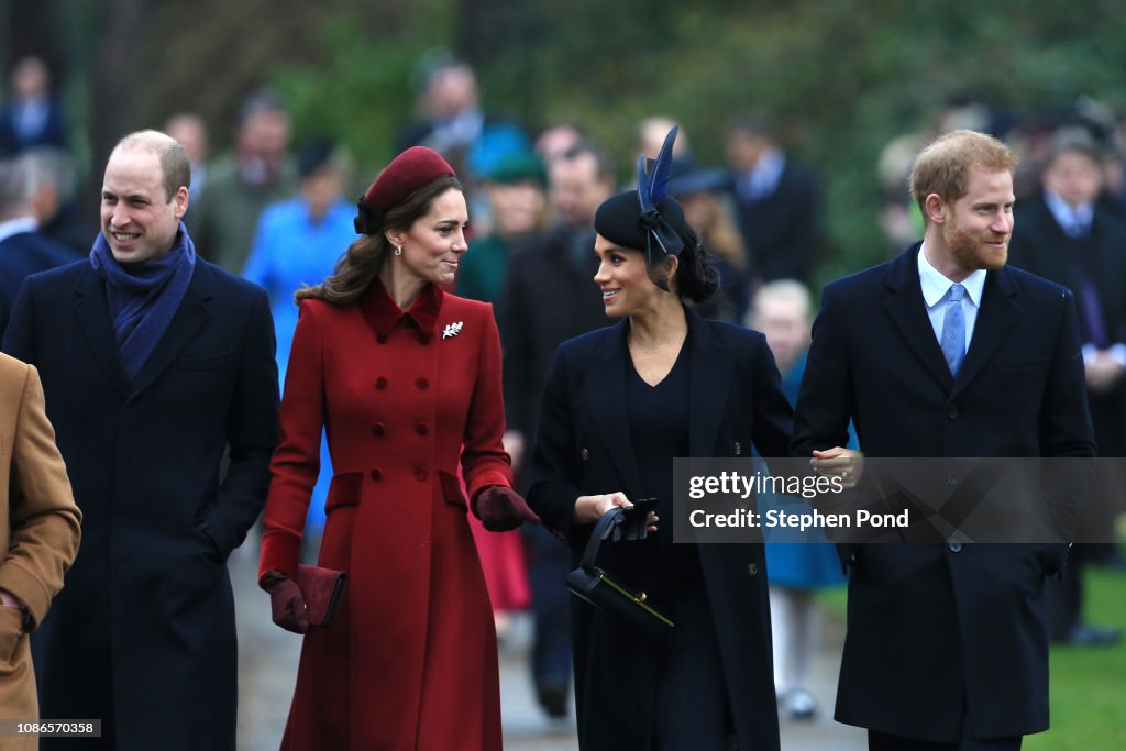 The Royal Family Attend Church On Christmas Day