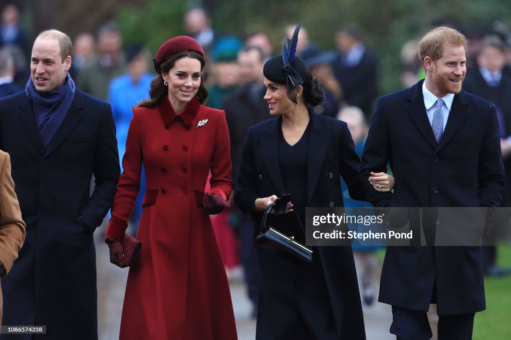 The Royal Family Attend Church On Christmas Day