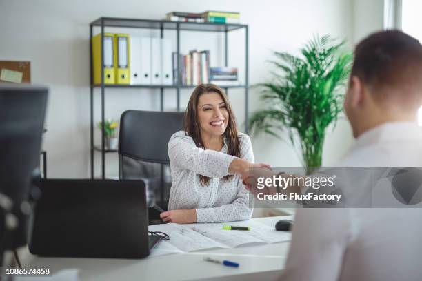 forewoman interviewing a job candidate - job search stock pictures, royalty-free photos & images