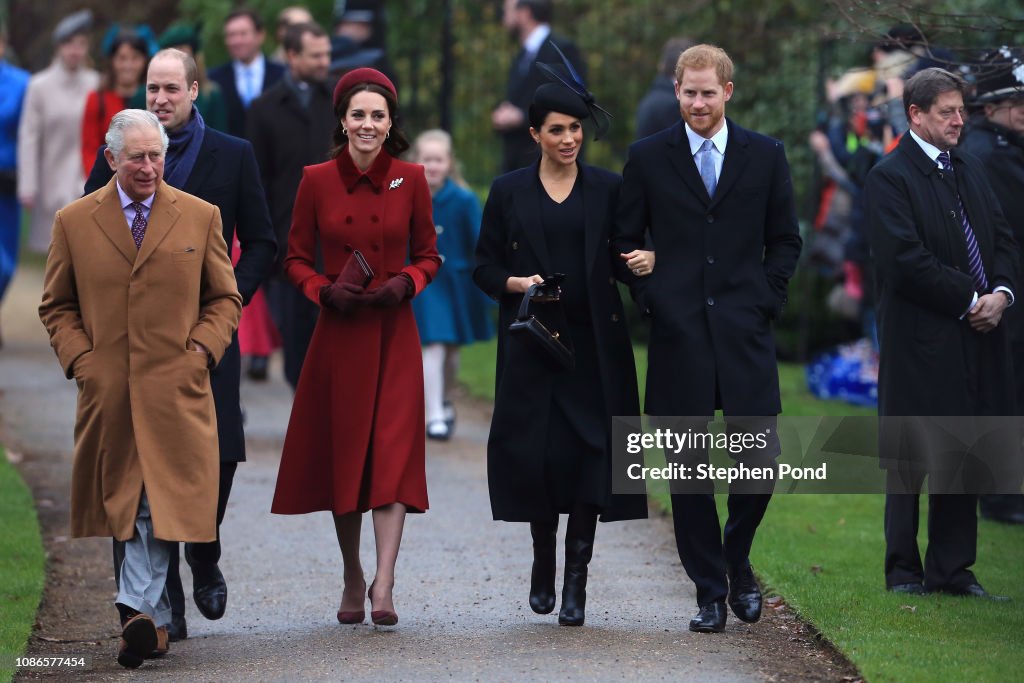 The Royal Family Attend Church On Christmas Day