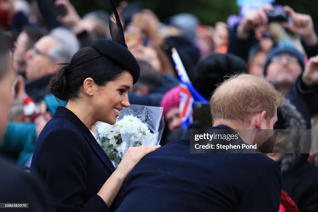 The Royal Family Attend Church On Christmas Day