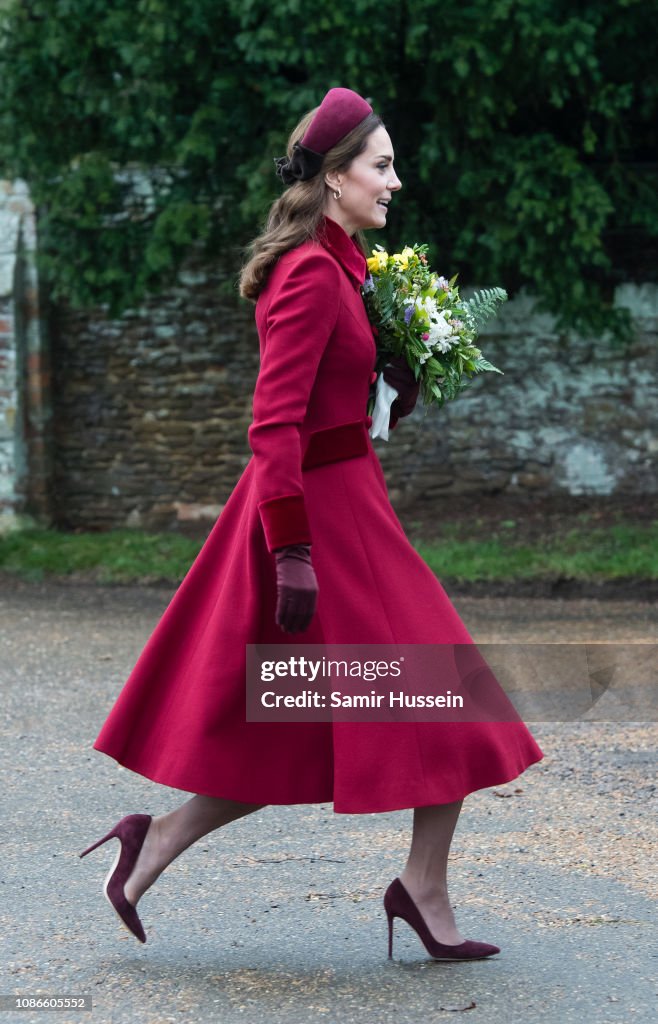 The Royal Family Attend Church On Christmas Day