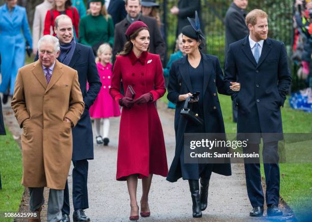 Prince Charles, Prince of Wales, Prince William, Duke of Cambridge, Catherine, Duchess of Cambridge, Meghan, Duchess of Sussex and Prince Harry, Duke...