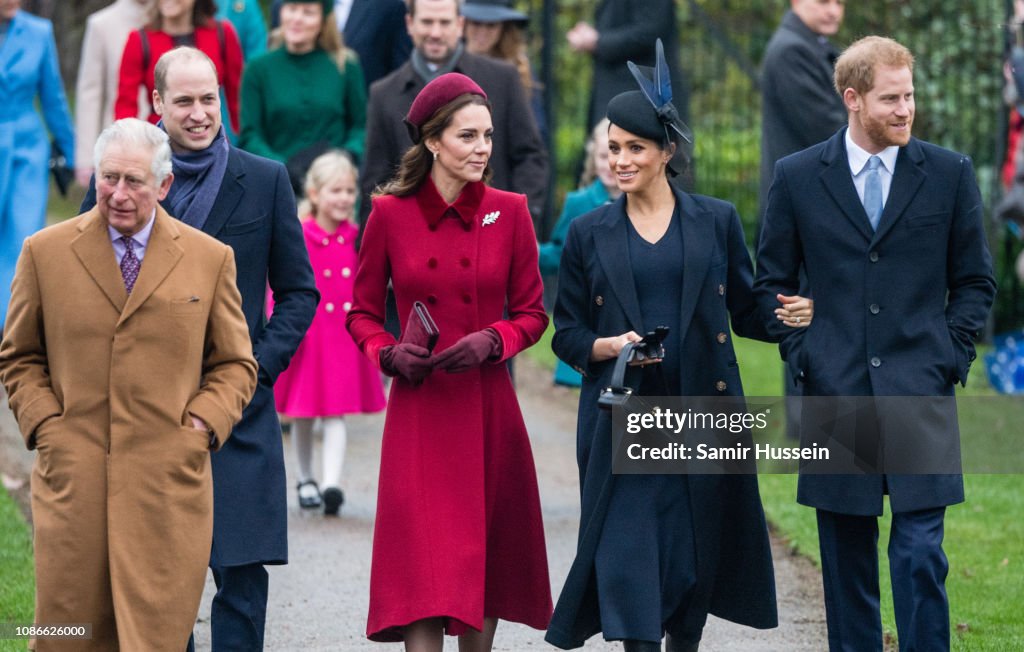 The Royal Family Attend Church On Christmas Day