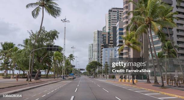 boa viagem avenue in recife, pernambuco, brazil - recife skyline imagens e fotografias de stock