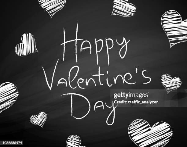 valentine's day background - chalk heart stock illustrations