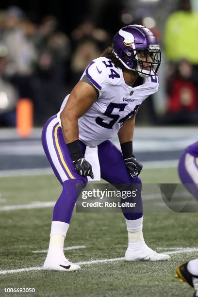 Eric Kendricks of the Minnesota Vikings in action during the game against the Seattle Seahawks at CenturyLink Field on December 10, 2018 in Seattle,...