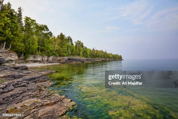 cave point county park - lago michigan fotografías e imágenes de stock