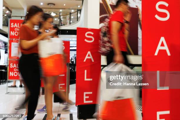 Shoppers in Myer City Store during the Boxing Day sales on December 26, 2018 in Sydney, Australia. Boxing Day is one of the busiest days for retail...