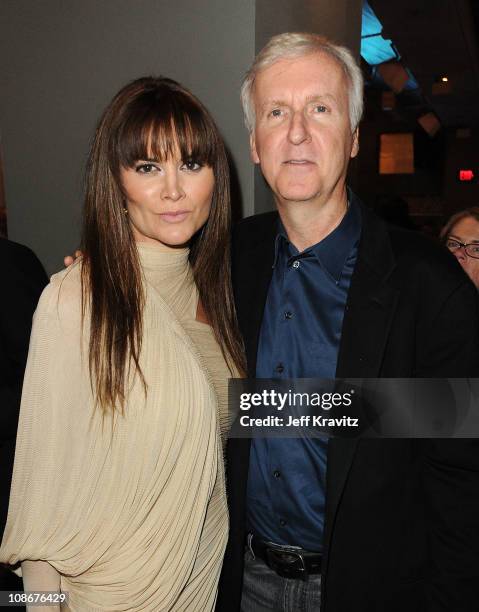 Actress Alice Parkinson and executive producer James Cameron attend the Los Angeles premiere of "Sanctum" after party at The Highlands on January 31,...