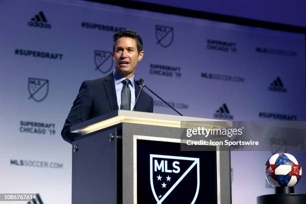 Executive vice president of communications Dan Courtemanche during the MLS SuperDraft 2019 presented on January 11 at McCormick Place in Chicago, IL.