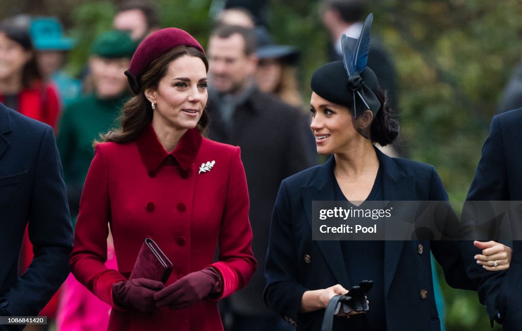 The Royal Family Attend Church On Christmas Day