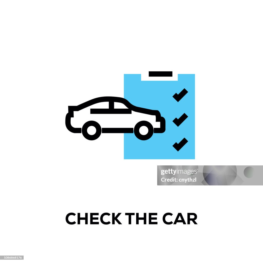 Flat line design style modern vector Check The Car icon